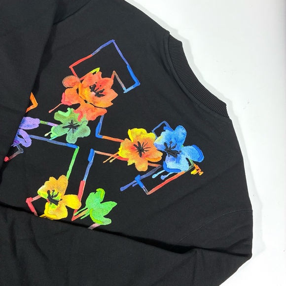 Off-White Floral Arrow Cotton Crewneck Sweatshirt Small Black NWT - Picture 12 of 15